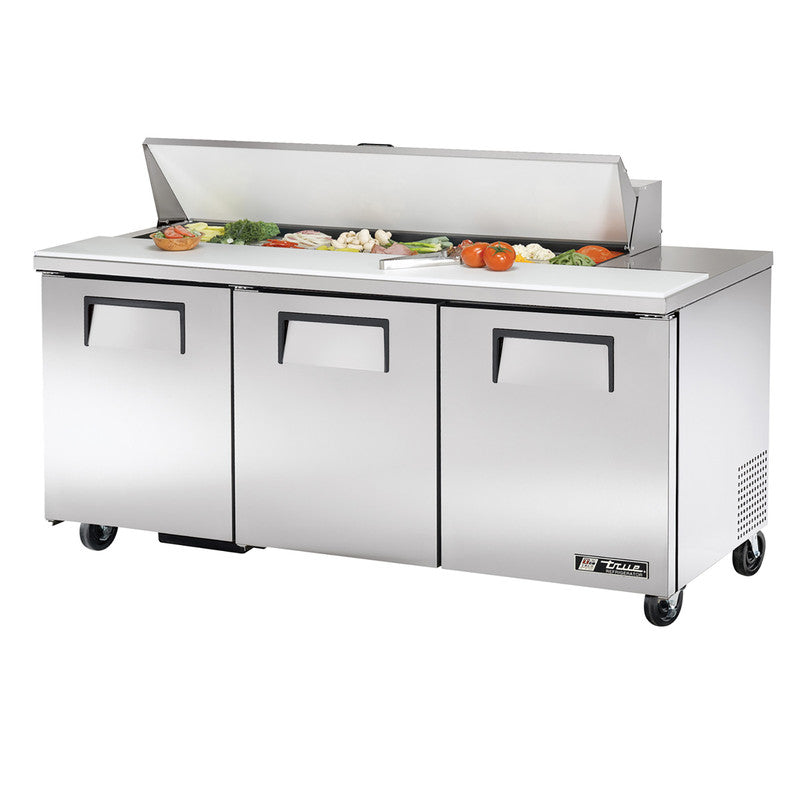 True TSSU-72-16-HC~SPEC3 Sandwich Prep Table, 72 3/8" Wide, 3 Doors, 6 Shelves, 16 Pans (Tops)