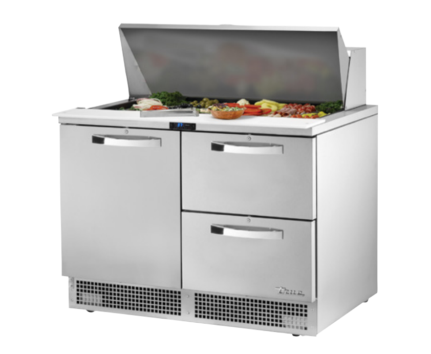True TSSU-48-12D-2-ADA-HC~SPEC3 Sandwich Prep Table, 48 3/8" Wide, 1 Door, 2 Shelves, 12 Pans (Tops)