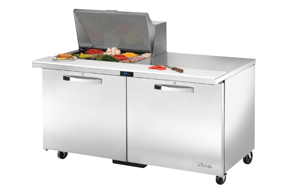 True TSSU-72-10-ADA-HC~SPEC3 Sandwich Prep Table, 723/8" Wide, 3 Doors, 6 Shelves, 10 Pans (Tops)