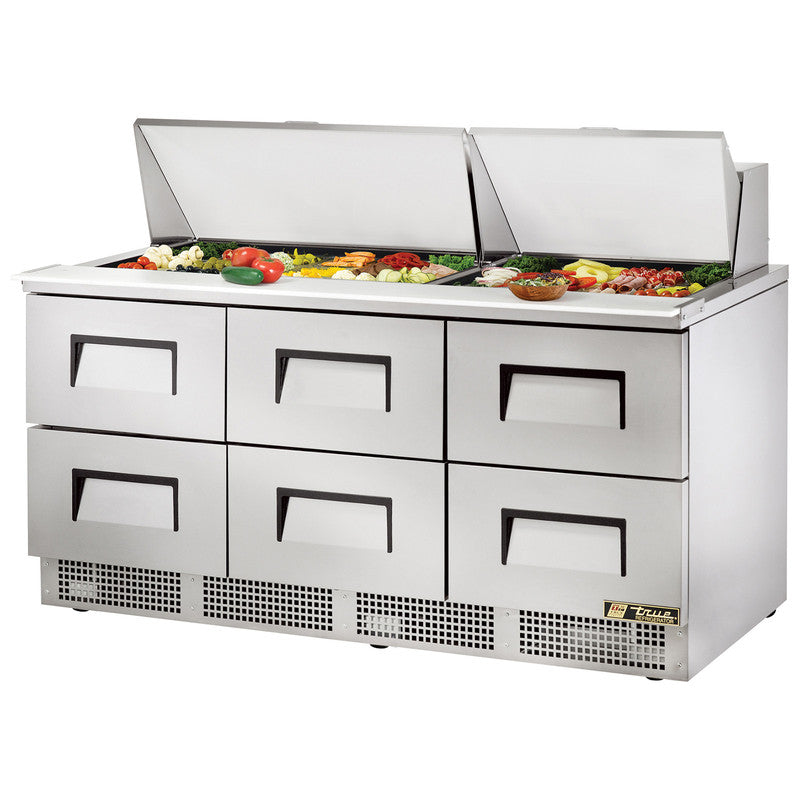 True TFP-72-30M-D-6~SPEC3 Sandwich Prep Table, 72 1/8" Wide, 30 Pans (Tops)