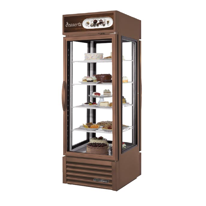 True G4SM-23PT-HC~TSL01 Vertical Glass Sides Display Case, 27 1/2" Wide, 2 Doors, 4 Shelves