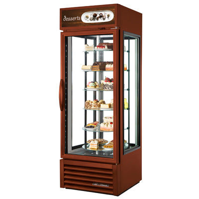 True G4SM-23RGS~TSL01 Vertical Glass Sides Display Case, 27 1/2" Wide, 1 Door, 6 Shelves