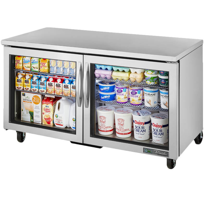 True TUC-60G-HC~FGD01 Undercounter Refrigerator, 60 3/8" Wide, 2 Doors, 4 Shelves