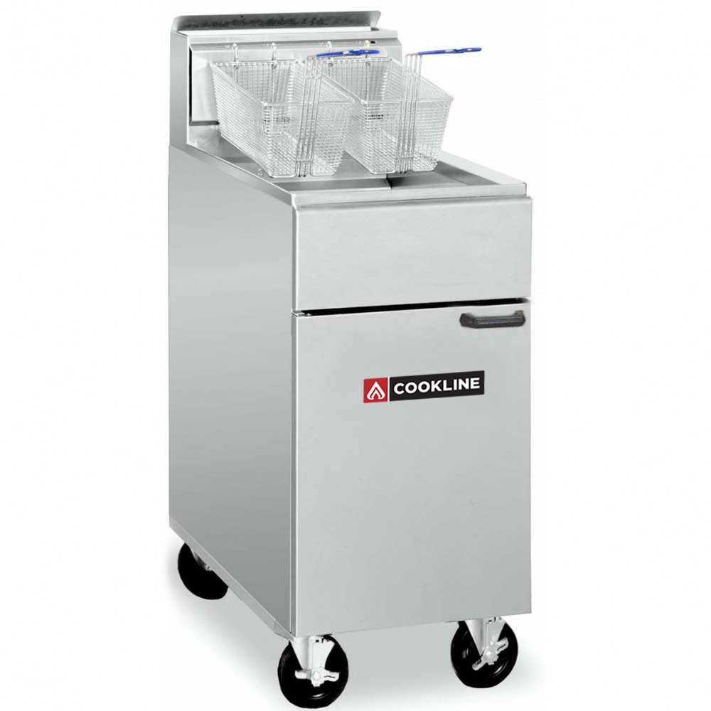 Cookline CF-40-NG 16" Natural Gas Tube Standing 40 lb. Commercial Deep Fryer, (90,000 BTU)