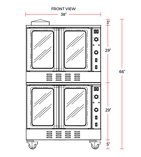 Cookline CC100-DBL 38" Gas Double Deck Full-Size Convection Oven, 108,000 BTU