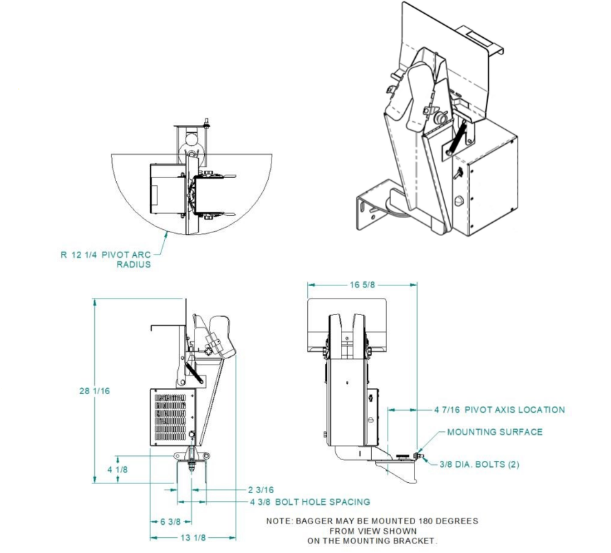 Oliver MV-1170 Vertical Airbagger with Mounting Bracket
