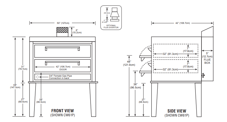 Peerless CW61P Twin Deck Gas Pizza Oven