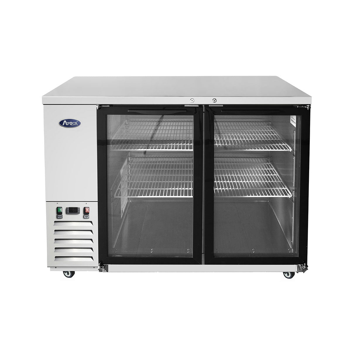 Atosa MBB48GGR 48" 2 Door Back Bar Cooler With Glass Doors, 12.9 Cu. Ft., Stainless Steel