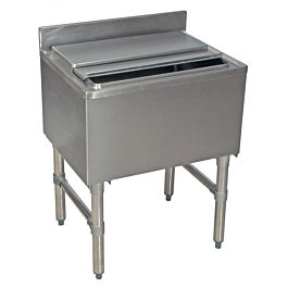 Prepline PIB182408 24" Stainless Steel Underbar Ice bin with 3" Backsplash, 8" bowl