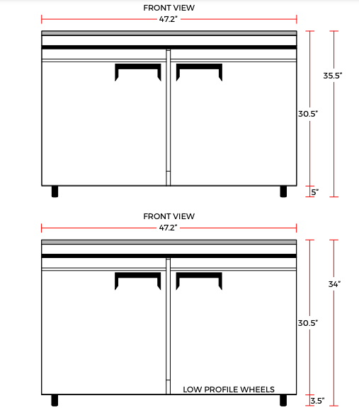 Coldline UC-48R 48" Undercounter Work Top Refrigerator, 12 Cu. Ft