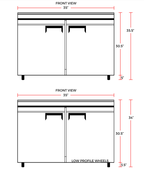 Coldline UC-36F 36" Undercounter Work Top Freezer, 8.2 Cu. Ft.