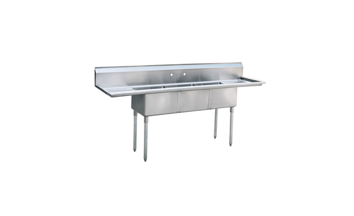 Atosa MixRite MRSB-3-D Three Compartment Bakery Sheet Pan Sink with 24'' Left and Right