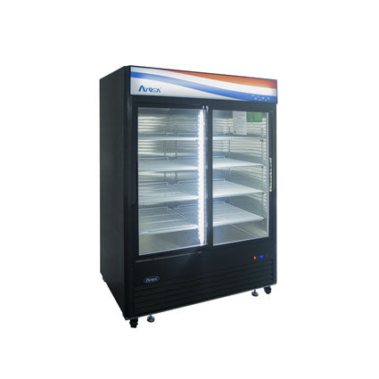 Atosa MCF8727GR Black Exterior Sliding Glass Two (2) Door Refrigerator Merchandiser