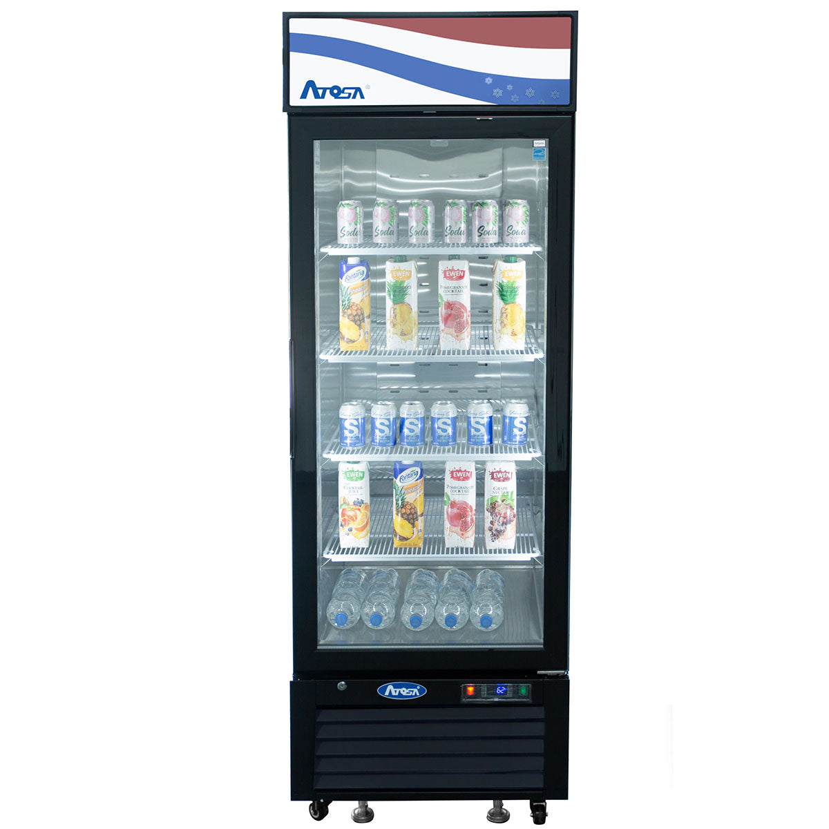 Atosa MCF8725GR 24.2" 1 Door Black Exterior Glass Door Refrigerator Merchandiser, 11.1 Cu. Ft.
