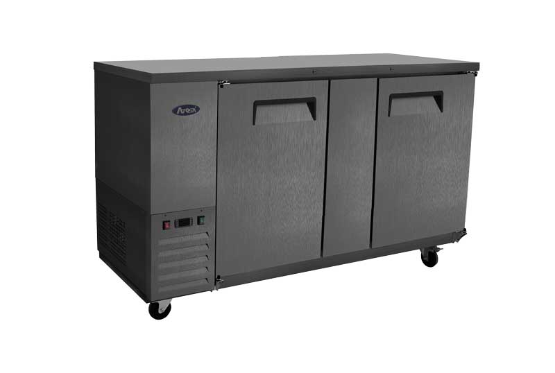 Atosa SBB69GRAUS2 68" 2 Door Shallow Depth Back Bar Cooler, 18.6 Cu. Ft., Black Exterior