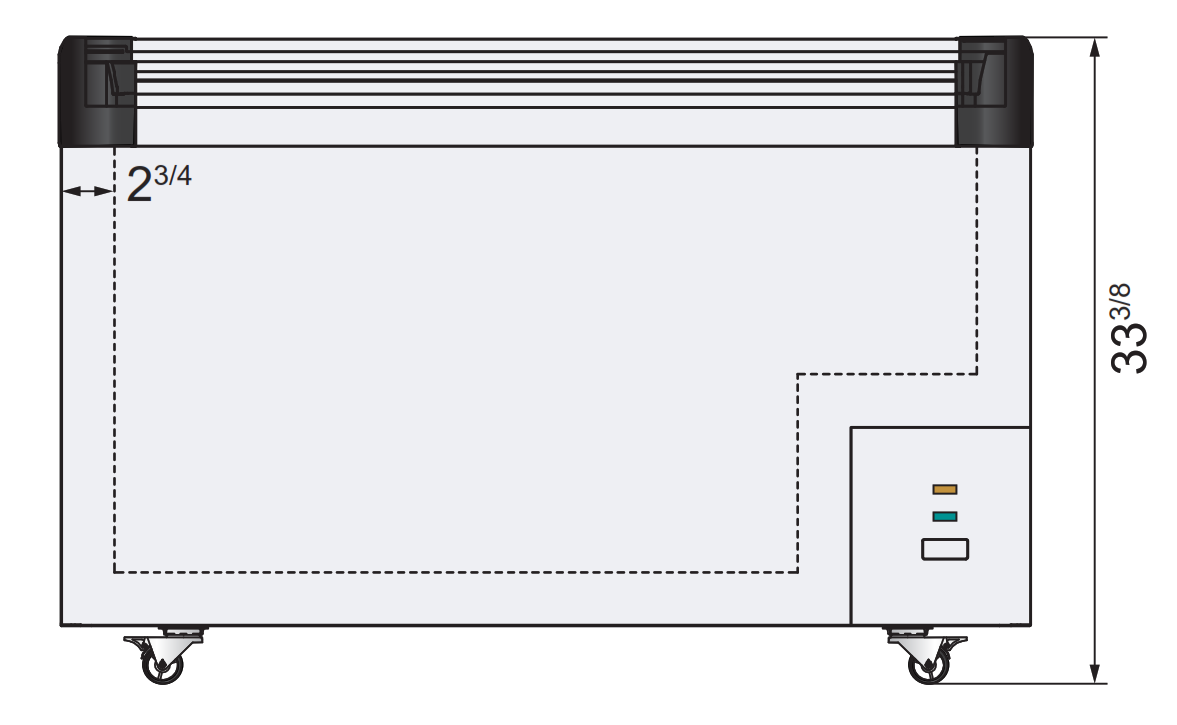 Atosa MMF9113 50.13" 2 Door Angle Curved Glass Top Chest Freezer, 12.5 Cu. Ft.