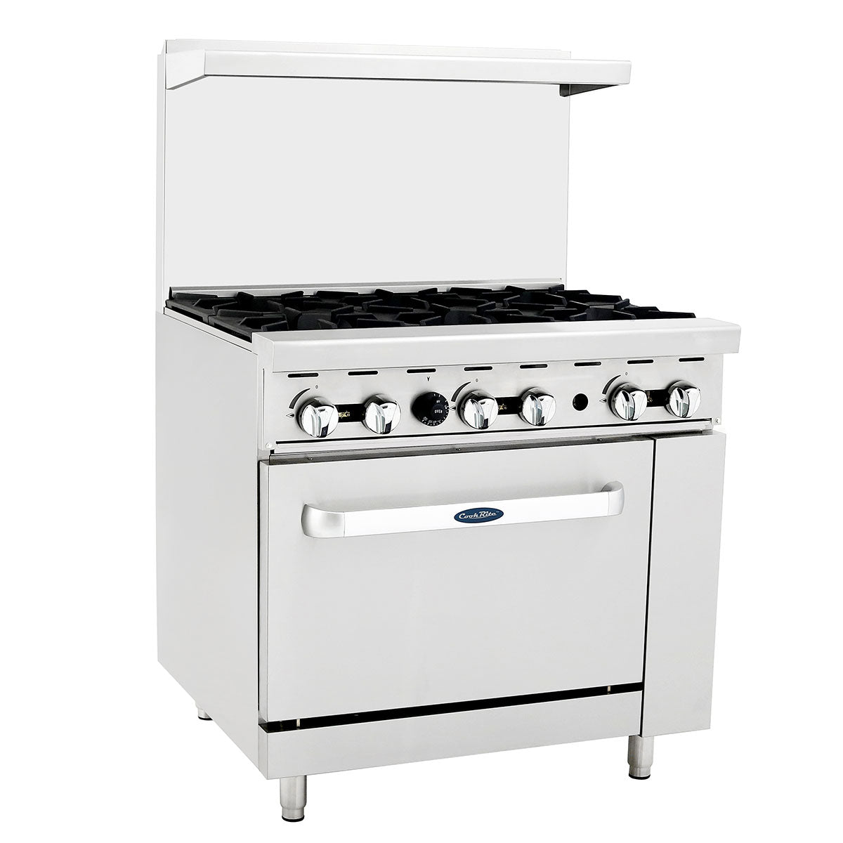 Atosa AGR-6B 36" 6 Burner Gas Range, One 26'' Oven; 2 Oven Racks, Castors Included