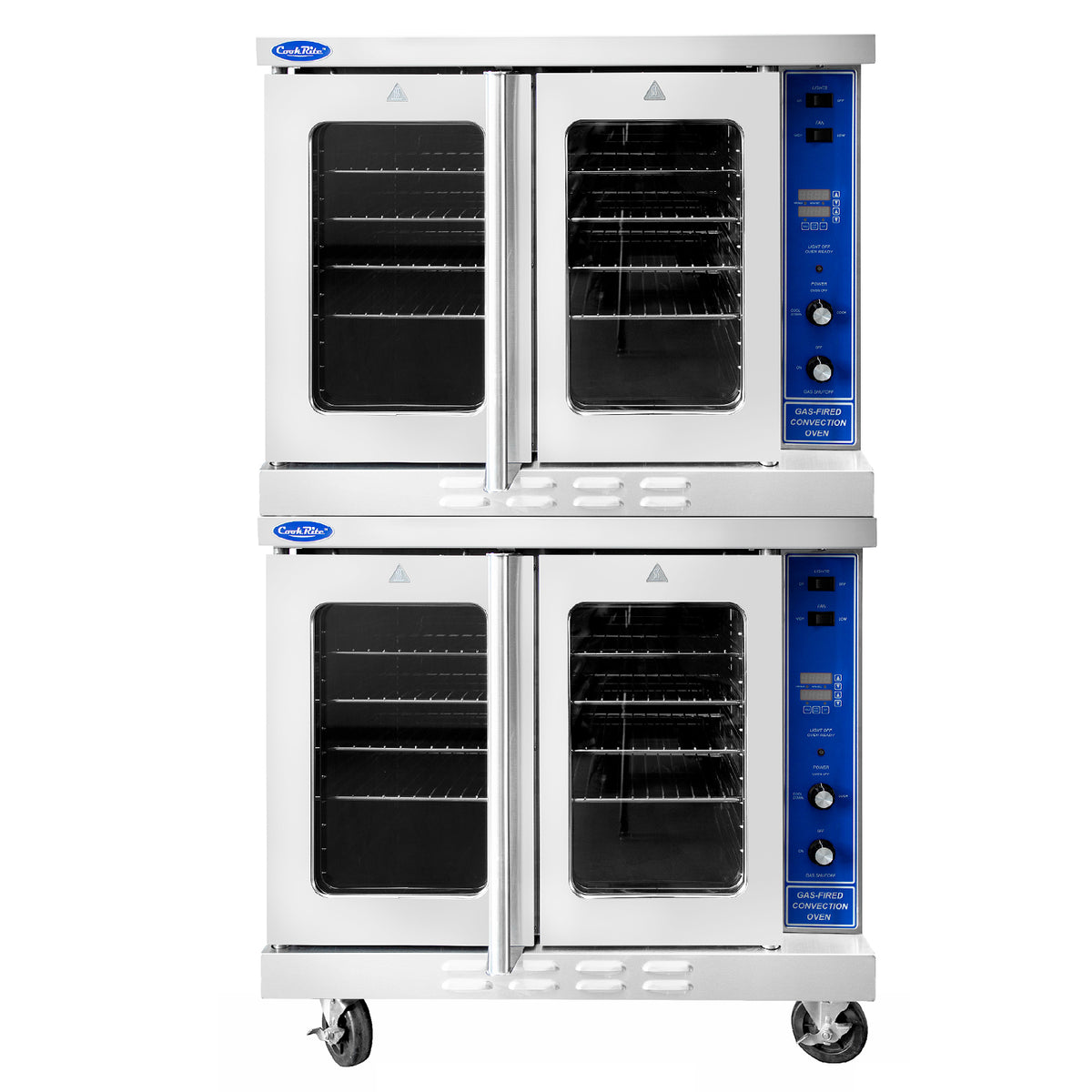 Atosa ATCO-513NB-2 38" Double Gas Convection Oven, 10 Shelves, 92,000 BTU, Standard Depth, Legs and Castors