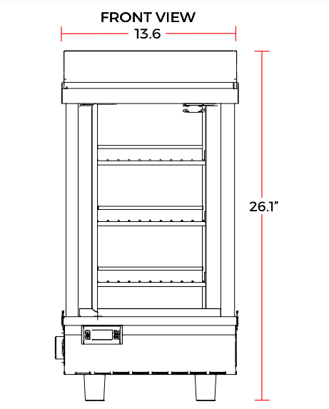 Marchia MHCC76 14" Heated Countertop Display Front and Rear Access Doors