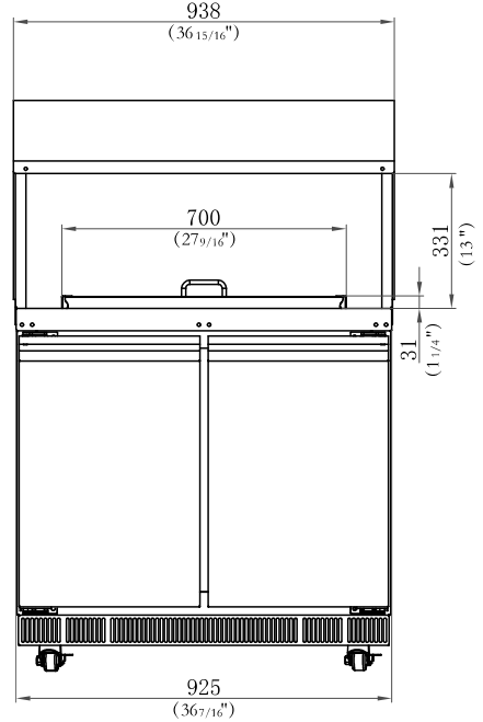 Coldline CBT-36-CSG 36" Stainless Steel Refrigerated Salad Bar, Buffet Table with Sneeze Guard, Tray Slide and Pan Cover, Self Service