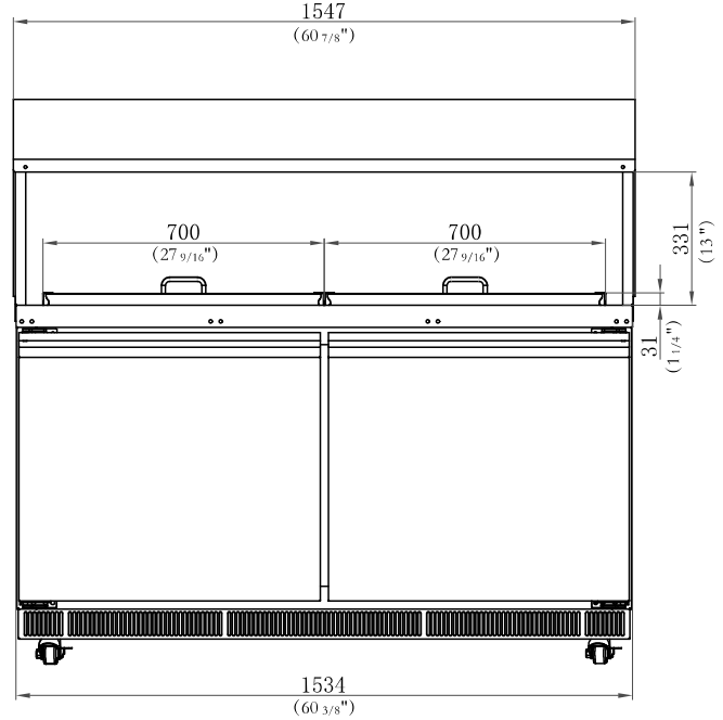 Coldline CBT-60-CSG 60" Stainless Steel Refrigerated Salad Bar, Buffet Table with Sneeze Guard, Tray Slide and Pan Cover, Self Service