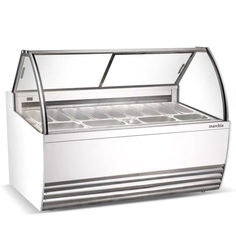 Marchia GIC-13 70" 13 Pan White Gelato Ice Cream Dipping Cabinet Display Freezer