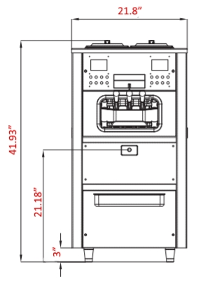 Coldline NEO-C3 Countertop Soft Serve Ice Cream Machine with Air Pump, 2 Hoppers and 3 Dispensers