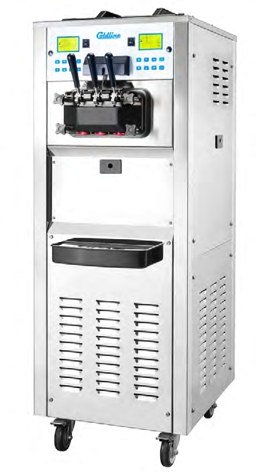 Coldline NEO-F3 Floor Standing Soft Serve Ice Cream Machine with Air Pump, 2 Hoppers and 3 Dispensers