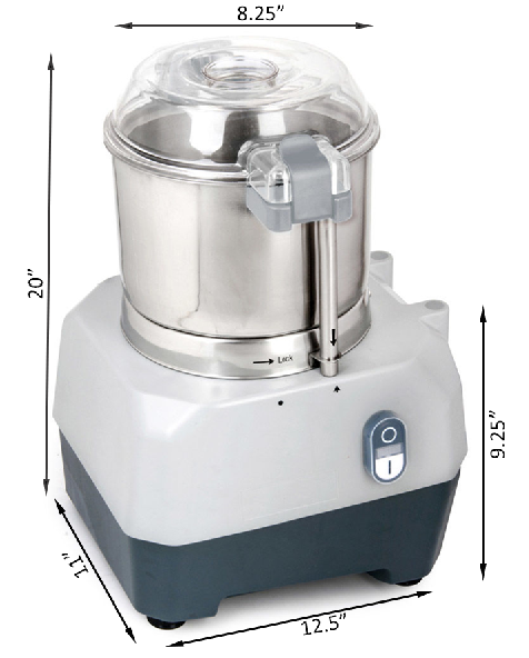 Prepline PCFP-5B Combination Food Processor with 5 Qt Stainless Steel Bowl, Continuous Feed and 4 Discs, 1HP