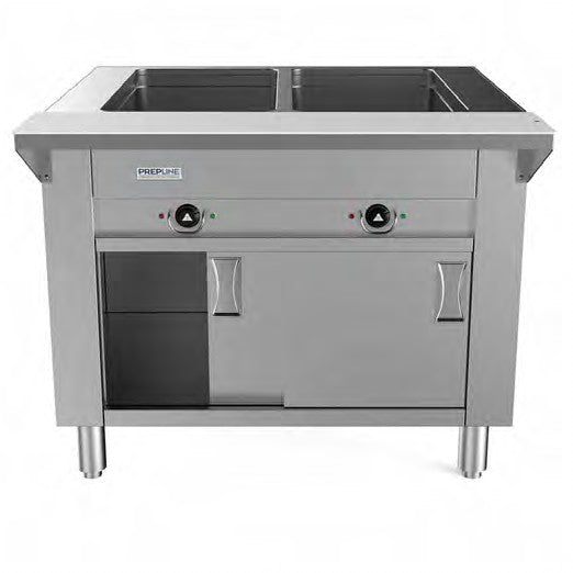 Prepline ESTC30-2O Two Well Electric Hot Food Steam Table with Enclosed Base, 120V, 1000W