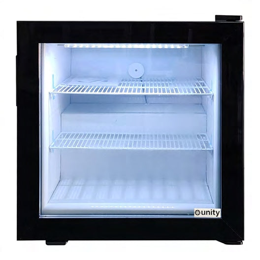 Unity U-CF2 24" Glass Swing Door Countertop Display Freezer, Black, 2 cu ft.