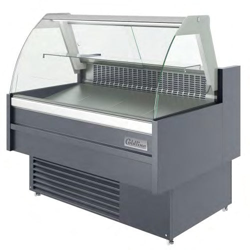 Coldline SDC48 48" Refrigerated Raw Meat Deli Case with Rear Storage, Curved Glass