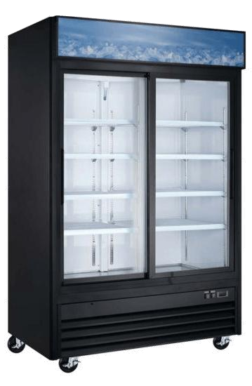 Coldline D53-B 53" Double Glass Swing Door Merchandising Freezer, Black