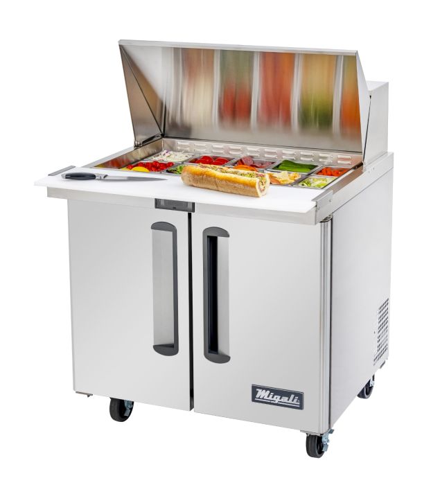 Migali C-SP36-15BT-HC 36" Refrigerated Sandwich Prep Table 9.4 cu.ft., 15 Pans