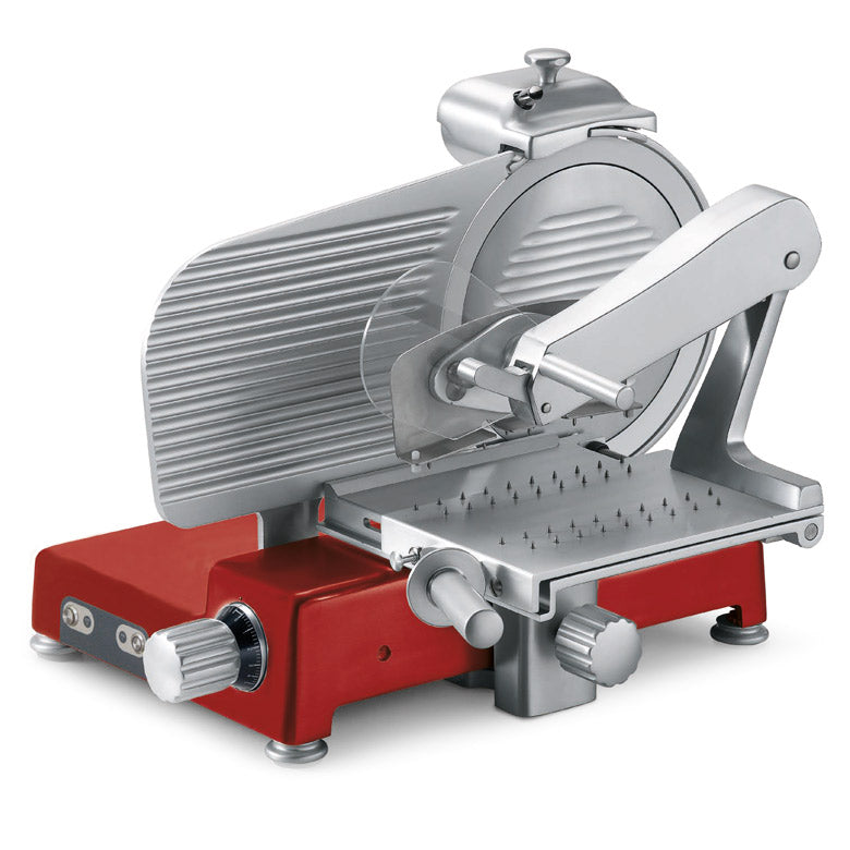 Sirman 1535R2208SNA Mantegna 350 BS Top Rossa 14" Blade Straight Feed Slicer for Cured Meat, Red Finish