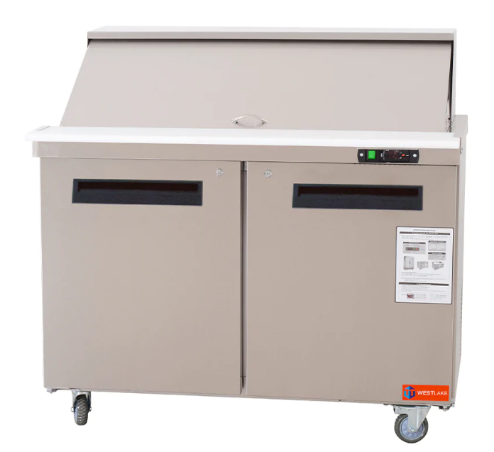 Westlake WKSR-48BM 48" Double Door Mega Top Sandwich Prep Table Refrigerator, Stainless Steel