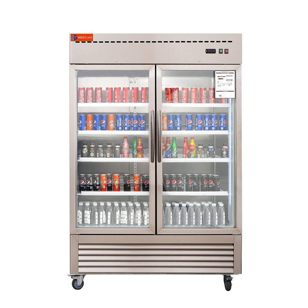 Westlake WKR-49BG Glass Door 49 Cu.ft Stainless Steel Reach-in Upright Refrigerator