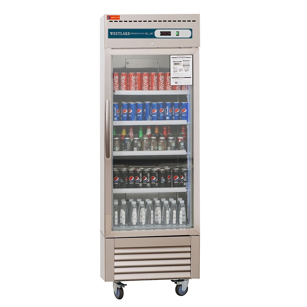 Westlake WKR-23BG Glass Door 23 Cu.ft Stainless Steel Refrigerator