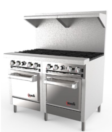 Venancio G482ST-48B 48" Range with 8 VT Burners and 2 Ovens, Genesis Series