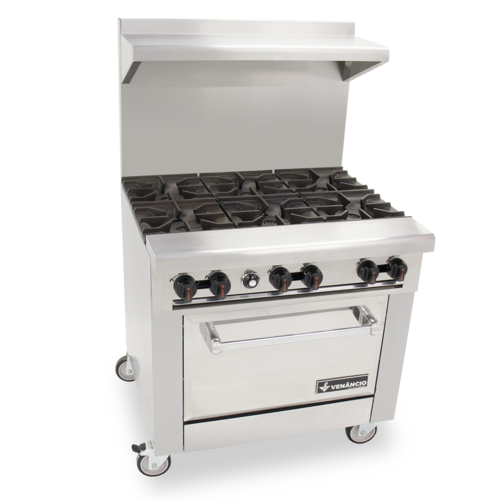 Venancio R36ST-36B 36" Elite Range with 6 Burners and 1 Oven, Restaurant Series