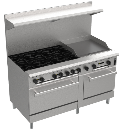 Venancio PRM60G-ST 60" Range Combo with 6 Burners, 2 Griddle, 2 Oven, Prime Series