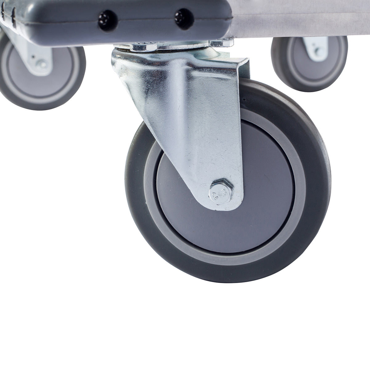BevLes TC5 5"Dia Locking Swivel Casters, 2 With Brakes, 2 Without Brakes, Black/Silver, Set of 4 (TC5-5B)