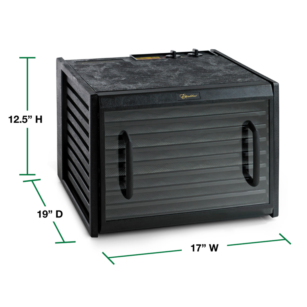 Excalibur 3926 3926TB Black 9Tray Food Dehydrator, 15 SQ. Ft. Drying Space, Adjustable Thermostat, 26-Hr Timer