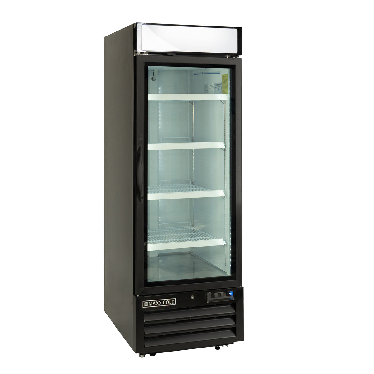 Maxx Cold MVMF23 V-Series Single Glass Door Merchandiser Freezer, 27"W, 23 cu. ft. Capacity, in Black (MVMF23B)