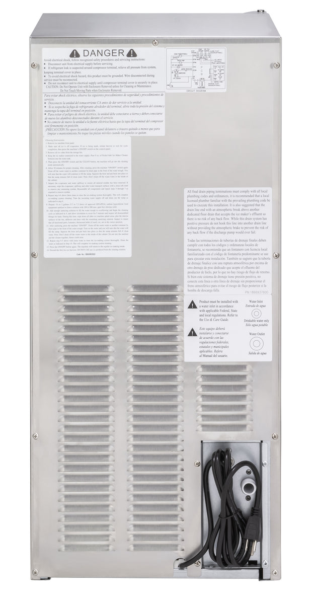 Maxx Ice MIM50P-O Premium Outdoor Self-Contained Ice Machine, 15"W, 65 lbs, Full Dice Ice Cubes, Energy Star Listed, in Stainless Steel