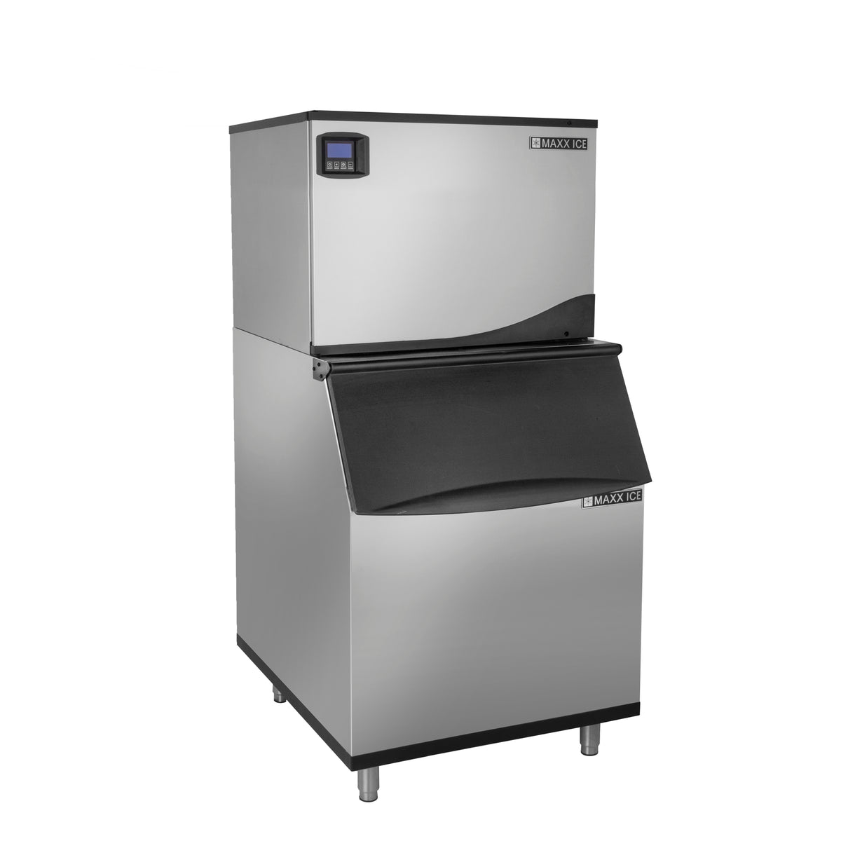 Maxx Ice MIM370NH-B470 Intelligent Series Modular Ice Machine, 30"W, 361 lbs, Half Dice Ice Cubes, and Storage Bin, 30"W, 470 lbs, in Stainless Steel