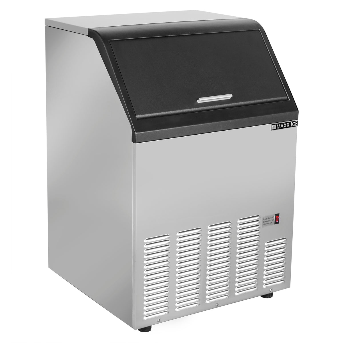 Maxx Ice MIM125H Self-Contained Ice Machine, 125 lbs, Half Dice Ice Cubes, with 35 lb Built-in Ice Storage Bin, in Stainless Steel with Black Trim