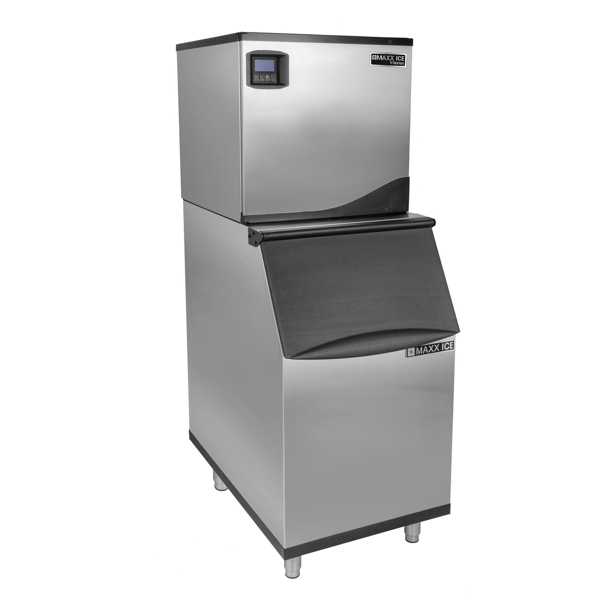 Maxx Ice MVI350 V-Series Modular Ice Machine, 22"W, 373 lb, Full Dice Ice Cubes, and Storage Bin, 22"W, 310 lb, in Stainless Steel (MVI350FB)