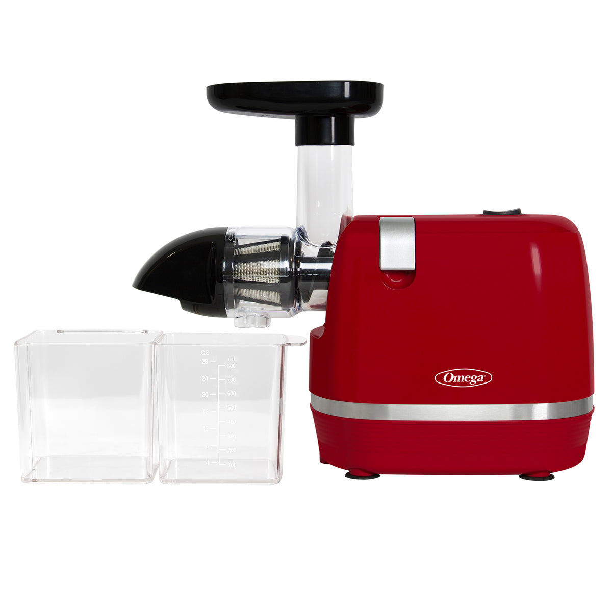 Omega H3000 Cold Press 365 Compact Masticating Horizontal Juicer, 150W Low-Speed 3-Stage Auger, in Red (H3000RED)