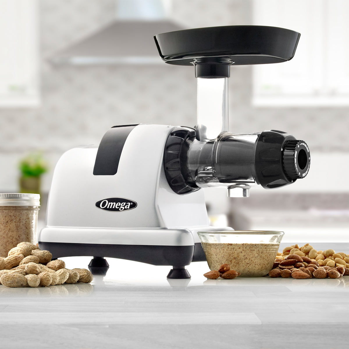 Omega J8006 Ultimate Juicer and Nutrition System, Low-Speed Horizontal Juicer, in Silver (J8006HDS)